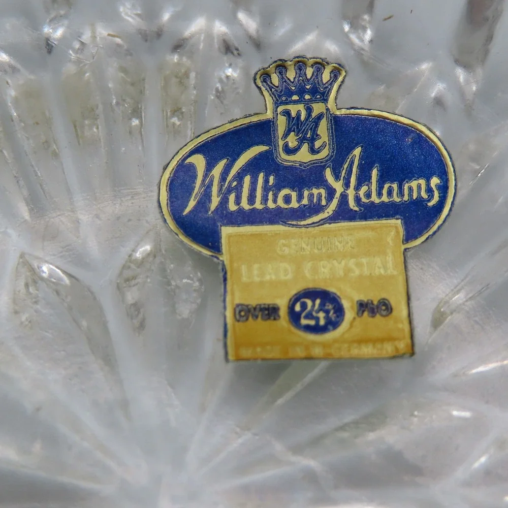 William Adams Lead Crystal Jam Bowl Silver Plated Rim and Spoon West Germany MCM